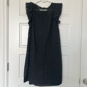 Club Monaco Black Eyelet Flutter Sleeve Dress Size 6